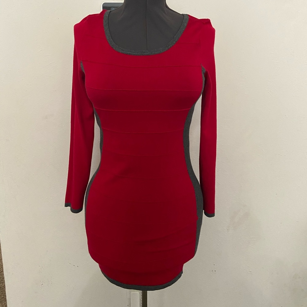 Red tunic sweater dress